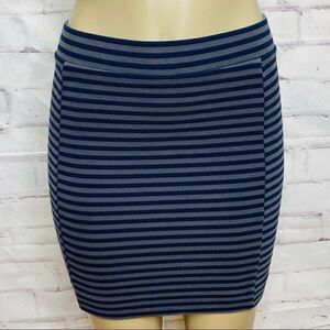 Madewell Textured Blue and Gray Stripe Stretch Pull On Pencil skirt Size XS